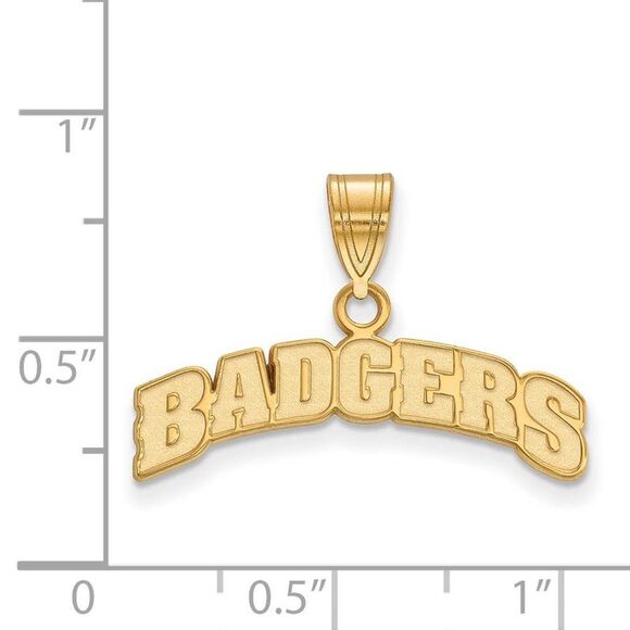 10k Yellow Gold U. of Wisconsin Medium Script Logo Pendant - Picture 2 of 4